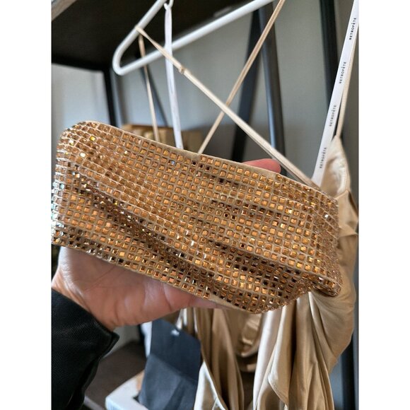 retrofete Emery Silk Crystal Embellished Gown Dress Nude Womens Size Small - Picture 12 of 16